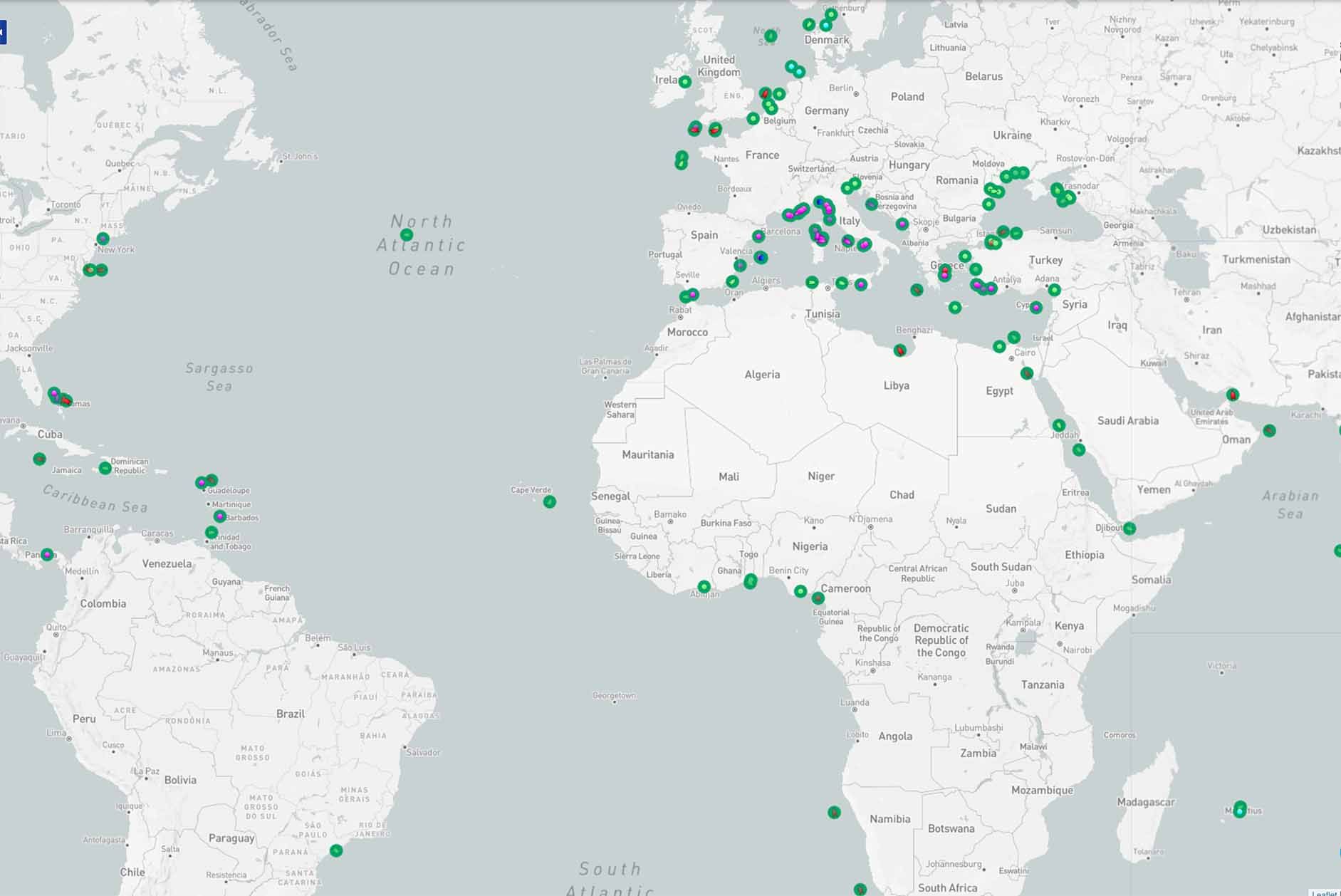 Vessels with Telecom26 Connectivity. Image from Marine Traffic Platform